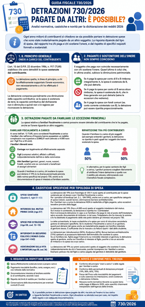 Detrazioni 730/2026 pagate da altri: è possibile?